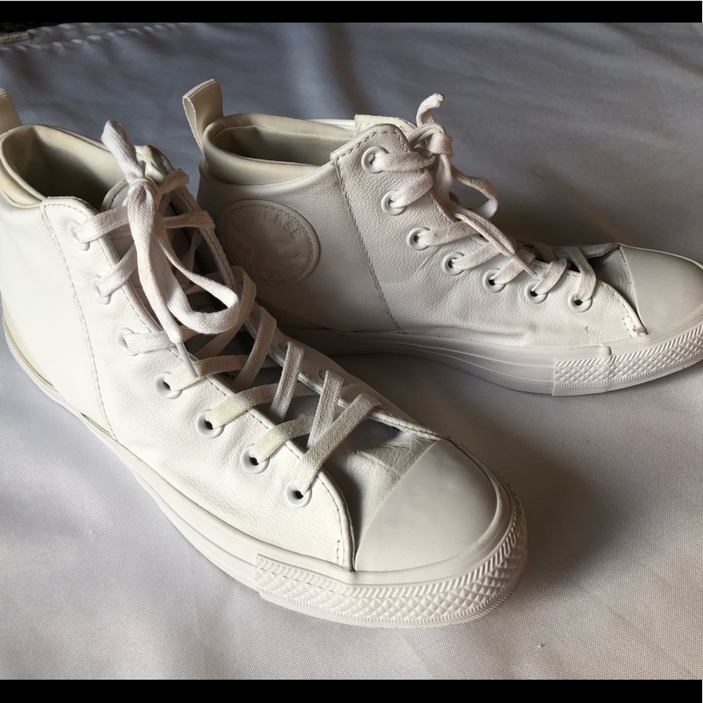 Converse Chuck Taylor All Star Leather High Top White Sneakers
